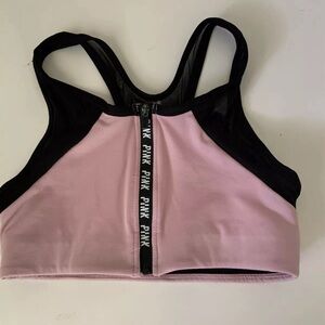 Pink Ultimate Sports Bra Pink Front Zip Unlined Victoria's Secret Size M